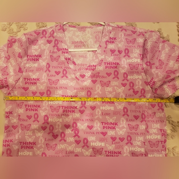 Cancer Awareness Scrub Top Fits Like A Large - Picture 3 of 5